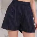 Çizgili düğmeli şort siyah s2551251
