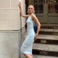 Çizgili kaşkorse elbise