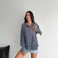 Çizgili oversize gömlek
