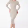 Düz Bisiklet Yaka Kadın Midi Elbise