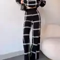 Ekoseli triko takım siyahbeyaz