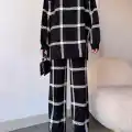 Ekoseli triko takım siyahbeyaz