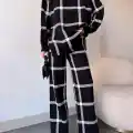 Ekoseli triko takım siyahbeyaz