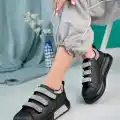 Elika Siyah Cilt Cırt Cırtlı Spor Ayakkabı