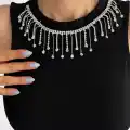 fitilli kaşkorse yakası zincirli atlet siyah