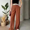 Flamlı kahve pantolon
