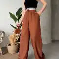Flamlı kahve pantolon