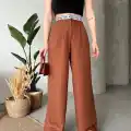 Flamlı kahve pantolon