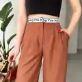 Flamlı kahve pantolon