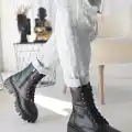 Flona Siyah Cilt Bağcıklı Bot