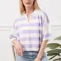 Gömlek yaka çizgili triko tişört