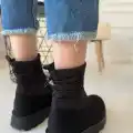 Jety Siyah Süet Bilekten Bağcıklı Bot