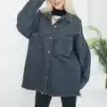 Kadın Çift Cepli Püskül Detay Kot Ceket