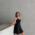 Kadın kare yaka kısa elbise s251188