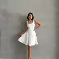 Kadın kare yaka kısa elbise s251188