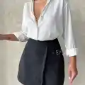 Kadın tokalı şort etek siyah s25449