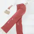 Kadın Yüksel Bel Püskül Detaylı Palazzo Jean Kot Pantolon