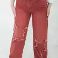 Kadın Yüksel Bel Püskül Detaylı Palazzo Jean Kot Pantolon
