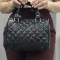 Kapaksız kapitone siyah cilt çanta