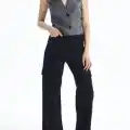 Kargo cep jeans pantolon siyah