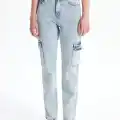Kargo cep kar yıkama jeans pantolon
