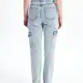 Kargo cep kar yıkama jeans pantolon
