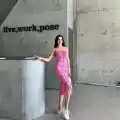 Kaşkorse Desenli askılı elbise