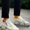 KB-02  Kuback  Bağcıklı Crocodile Beyaz Sarı Günlük Erkek Ayakkabı