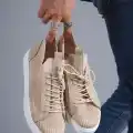 KB-112   Kuback Bej Triko Bağcıklı  Günlük Erkek  Ayakkabı