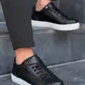 KB-BX1  Kuback Siyah Cilt Yüksek Beyaz Taban Günlük Erkek Ayakkabı