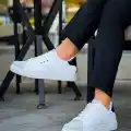 KB-X7  Kuback Beyaz Siyah Yüksek Taban Bağcıklı Günlük Erkek Ayakkabı