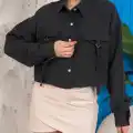 Kemer cepli keten crop gömlek siyah s255350
