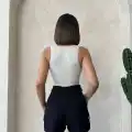 Kemer detaylı gabardin şort siyah s25289