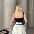 Kemerli pikseli şort etek