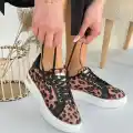 Kity Leopar Saten Bağcıklı Spor Ayakkabı