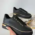 Kity Siyah Cilt Bağcıklı Spor Ayakkabı