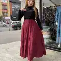 Kraş etek bordo