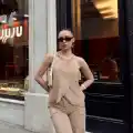 Kruvaze takım ayrobin bej s054