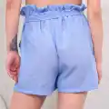 Kuşaklı keten şort mavi s255265