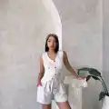 Kuşaklı şortlu tulum