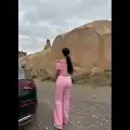 Madonna yaka bol paça pantolonlu takım