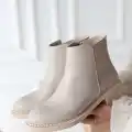 Moed Bej Cilt Topuklu Bot