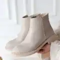 Moed Bej Cilt Topuklu Bot
