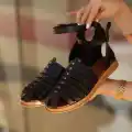 Motali Siyah Deri Sandalet