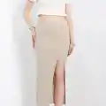Nakışlı etekli takım bej beyaz s3899