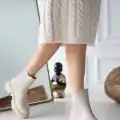 Ninle Bej Cilt Topuklu Bot