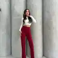 Önü cumalı ithal krep pantolon