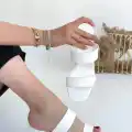 Osper Beyaz Cilt Topuklu Terlik