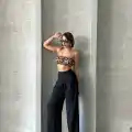 Pileli keten pantolon s255046