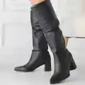Pitay Siyah Cilt Topuklu Çizme
